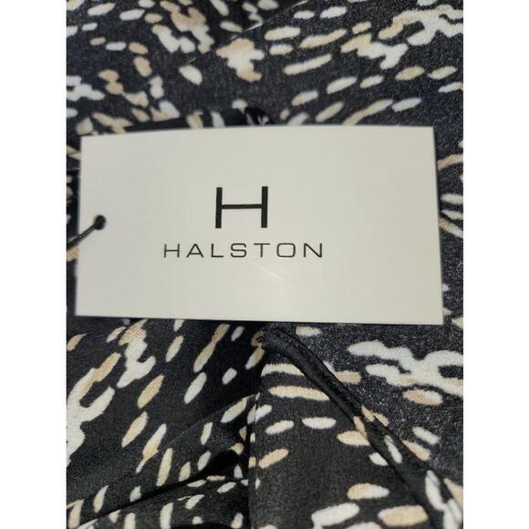 Women's Halston Blouse Size M Black Tan - Picture 8 of 8
